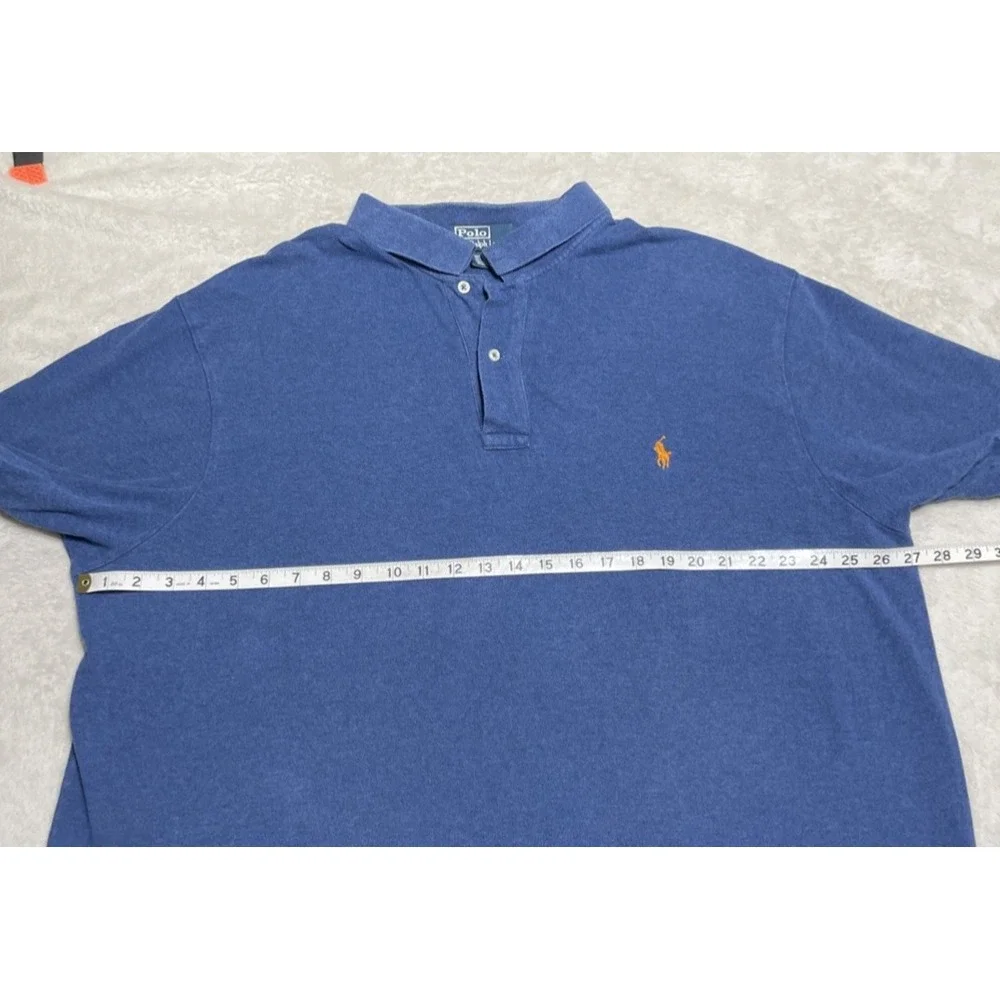 Polo Ralph Lauren Shirt Mens Size 2XLT Tall Blue Short Sleeve Pony Logo Vintage